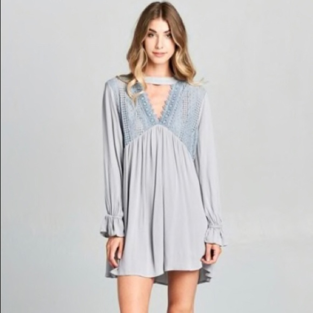 Beautiful blue grey babydoll shift dress